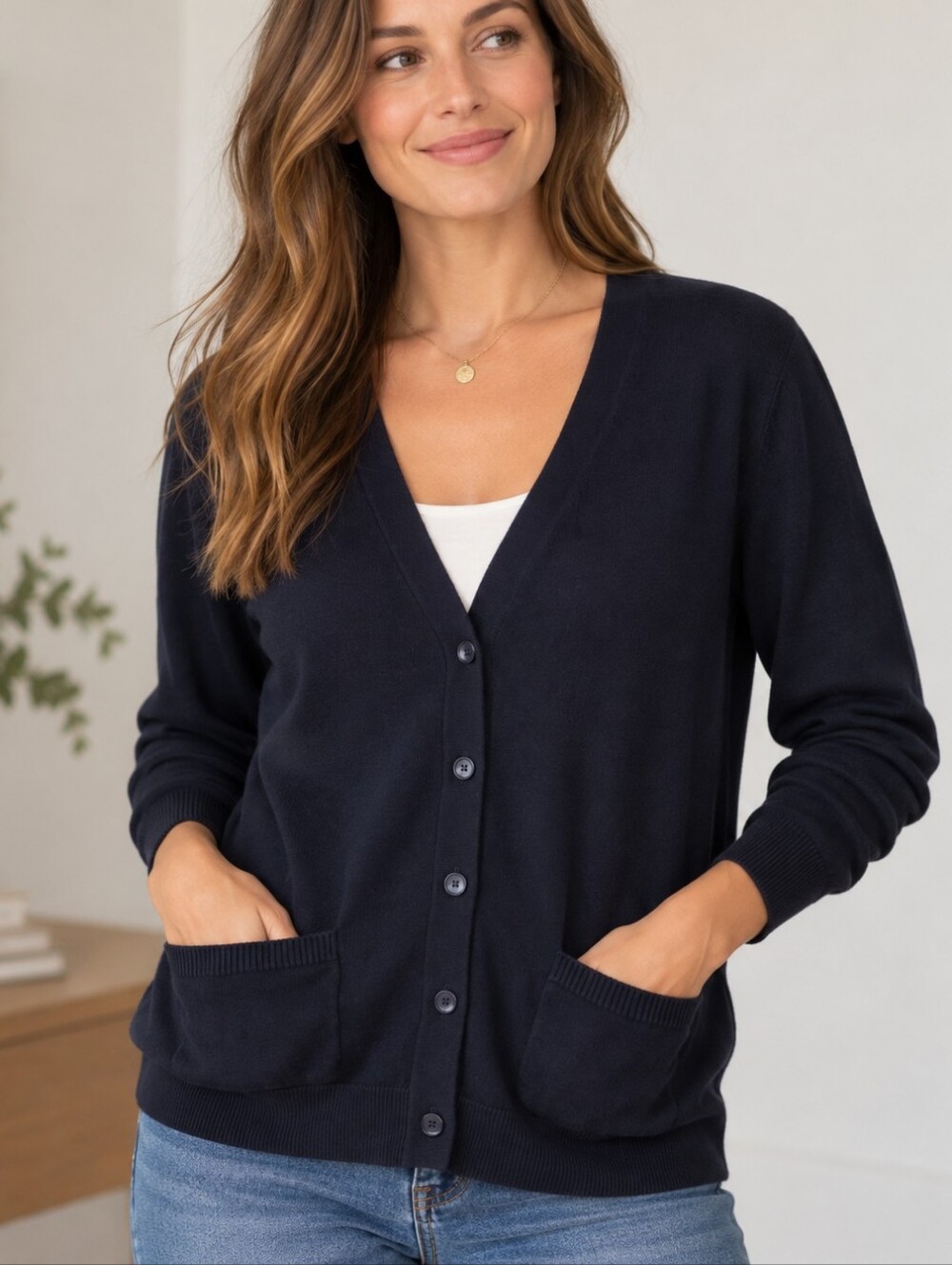 Lands End Cotton Modal V-neck Cardigan Sweater